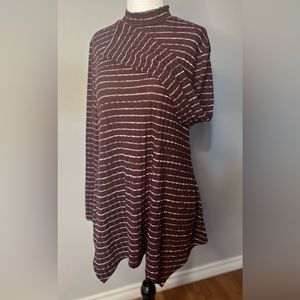 LOGO Lori Goldstein Comfortable Striped Turtleneck w/ Uneven Bottom:  Stylish!!